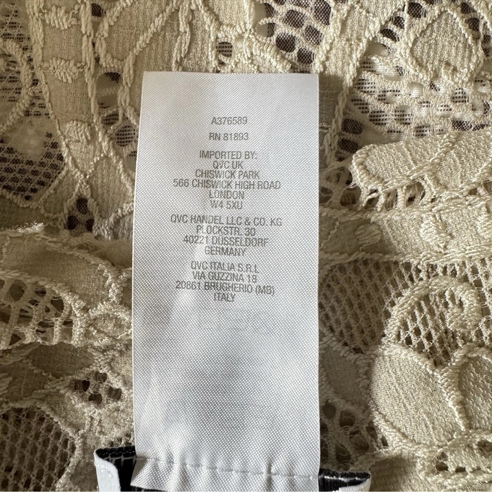 Susan Graver Lace SZ S Open Front Long Cardigan Duster 3/4 Sleeve Beige Romantic - Picture 6 of 6